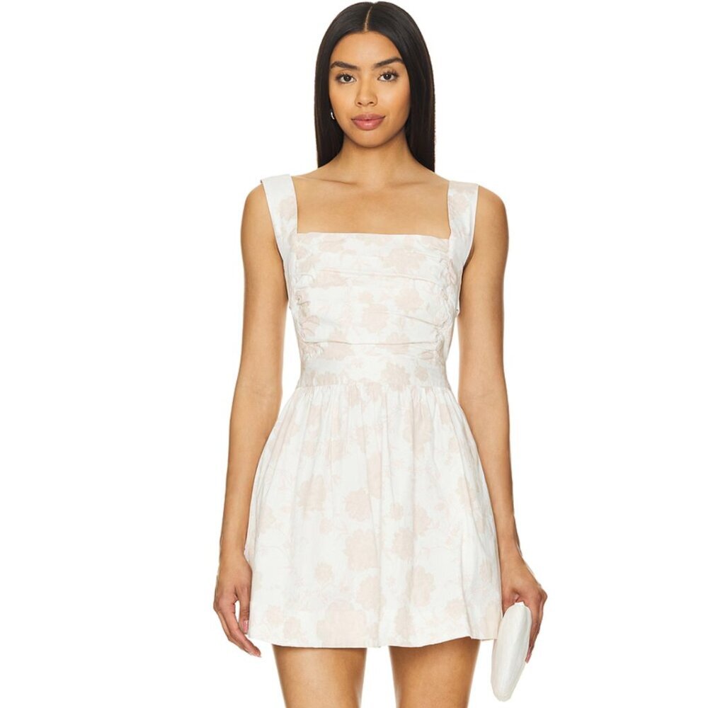 Free People White Pink Floral Meat Me In Maui Printed Mini Dress Size Small NWT - Picture 3 of 9
